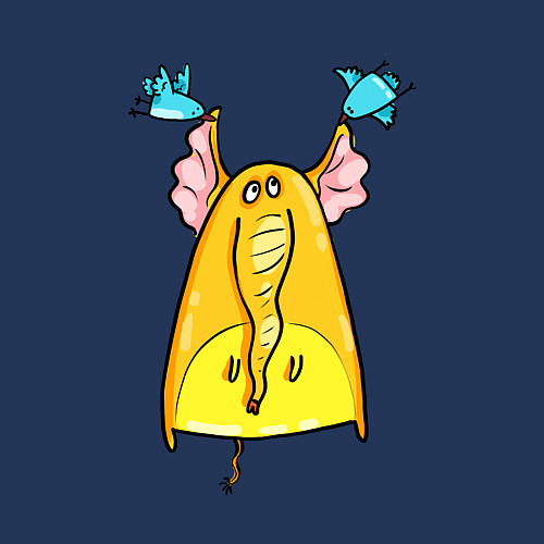 Мужской свитшот Птички тащат слона за уши / Тёмно-синий – фото 3