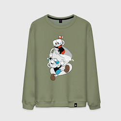 Свитшот хлопковый мужской Чашки Cuphead, цвет: авокадо