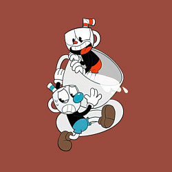 Свитшот хлопковый мужской Чашки Cuphead, цвет: кирпичный — фото 2