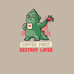 Свитшот хлопковый мужской Coffee First Destroy Later, цвет: миндальный — фото 2