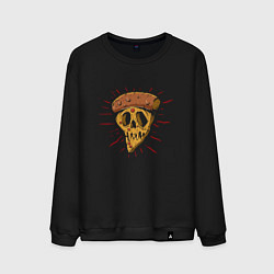 Свитшот хлопковый мужской Пицца 2 сыра Skull, цвет: черный