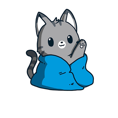 Мужской свитшот Кот в одеяле / Белый – фото 3