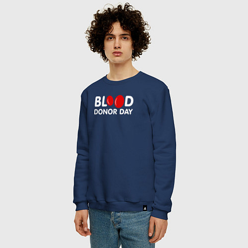 Мужской свитшот Blood Donor Day / Тёмно-синий – фото 3
