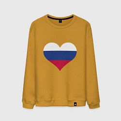 Свитшот хлопковый мужской Сердце - Россия, цвет: горчичный