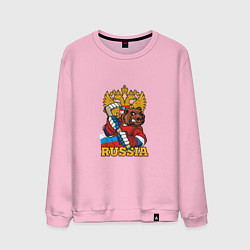 Свитшот хлопковый мужской Хоккей - Russia, цвет: светло-розовый