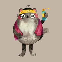 Свитшот хлопковый мужской Котик после душа, цвет: миндальный — фото 2