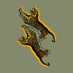 Свитшот хлопковый мужской Тигры черно-оранжевые, цвет: авокадо — фото 2