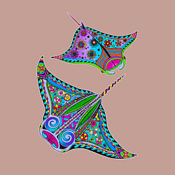 Свитшот хлопковый мужской Скаты с психоделической раскраской, цвет: пыльно-розовый — фото 2