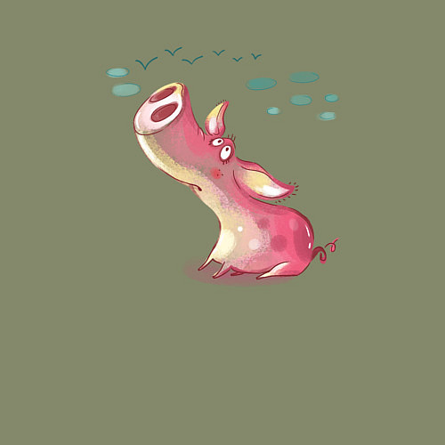 Мужской свитшот Мечтающий поросенок / Авокадо – фото 3