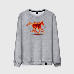 Свитшот хлопковый мужской Fire horse огненная лошадь, цвет: меланж