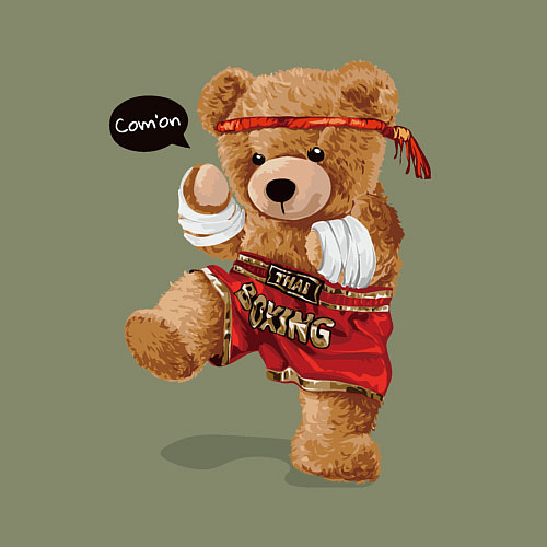 Мужской свитшот МИШКА ТАЙСКИЙ БОКС THAI BOXING MUAY THAI / Авокадо – фото 3