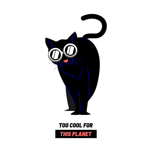 Мужской свитшот Black Cat - too cool for this planet / Белый – фото 3