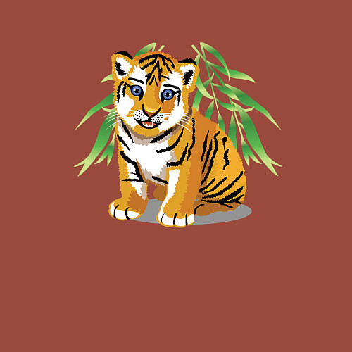 Мужской свитшот Прикольный тигрёнок Cutie / Кирпичный – фото 3