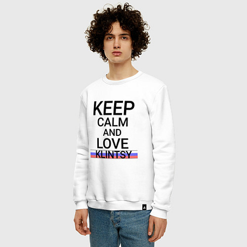 Мужской свитшот Keep calm Klintsy Клинцы ID465 / Белый – фото 3