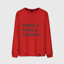 Свитшот хлопковый мужской Modric, Kroos, Casemiro, цвет: красный