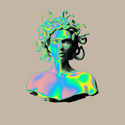 Свитшот хлопковый мужской Gorgon Medusa Vaporwave Neon, цвет: миндальный — фото 2