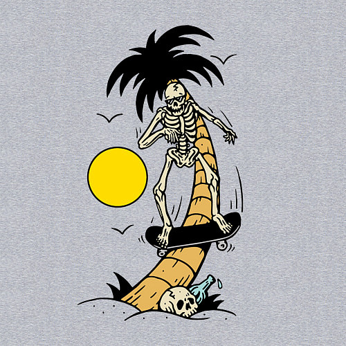 Мужской свитшот Skater Skeleton Palma Beach Summer Extreme / Меланж – фото 3