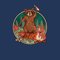 Свитшот хлопковый мужской Винтажный енот на отдыхе Camping Raccoon, цвет: тёмно-синий — фото 2