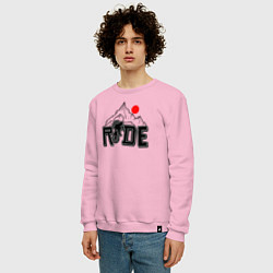 Свитшот хлопковый мужской Ride bicycle, цвет: светло-розовый — фото 2