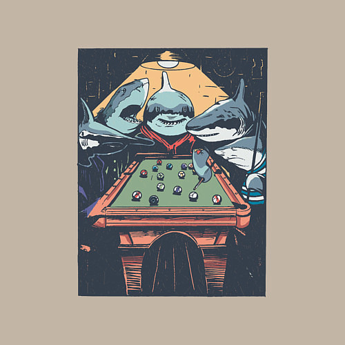 Мужской свитшот Акулы играют в бильярд Sharks Playing Pool / Миндальный – фото 3