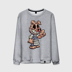 Свитшот хлопковый мужской Мясник кабан Pig Dude, цвет: меланж