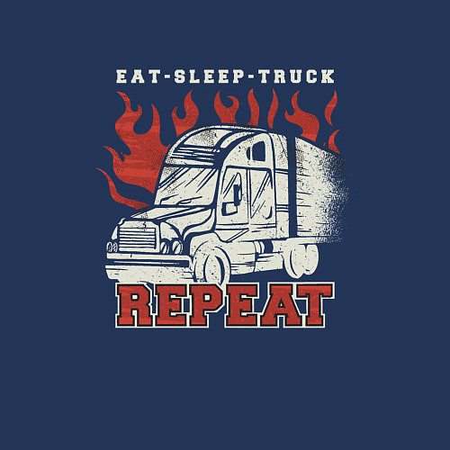 Мужской свитшот Eat Sleep Truck Repeat / Тёмно-синий – фото 3