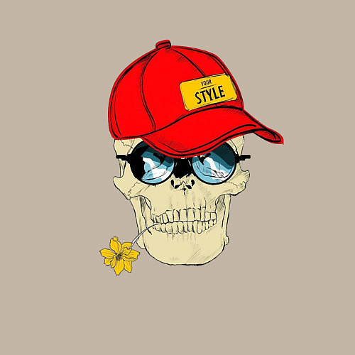 Мужской свитшот Череп с цветком в зубах / Миндальный – фото 3