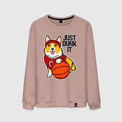 Свитшот хлопковый мужской JUST DUNK IT корги, цвет: пыльно-розовый