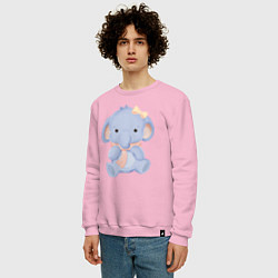 Свитшот хлопковый мужской Милый Слонёнок С Шарфом, цвет: светло-розовый — фото 2