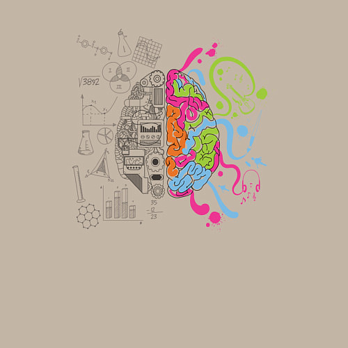 Мужской свитшот Два полушария мозга / Миндальный – фото 3