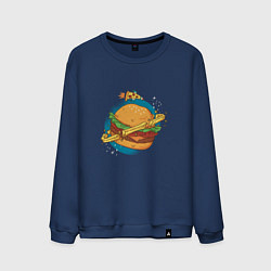 Свитшот хлопковый мужской Бургер Планета Planet Burger, цвет: тёмно-синий