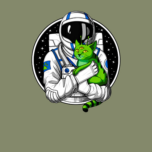 Мужской свитшот Космонавт с инопланетным котом / Авокадо – фото 3