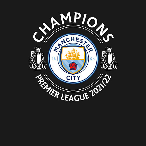 Мужской свитшот Manchester City Champions 2122 / Черный – фото 3