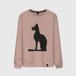 Мужской свитшот Силуэт черной кошки, Египетская богиня Бастет