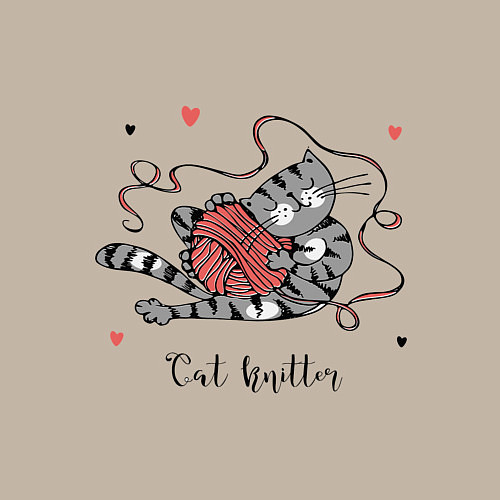 Мужской свитшот КОТ ВЯЗАЛЬЩИК / Миндальный – фото 3