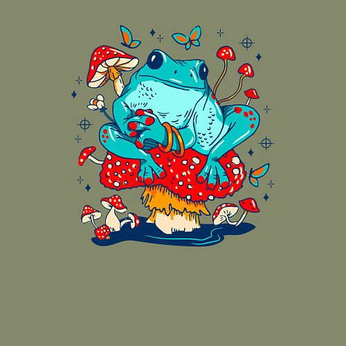 Мужской свитшот Лягушка в мухоморах / Авокадо – фото 3