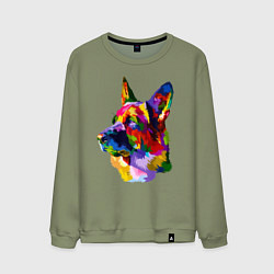 Мужской свитшот Немецкие овчарки красочная голова