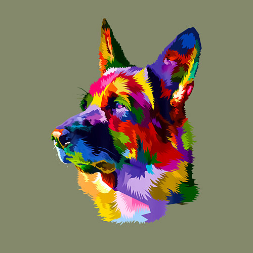 Мужской свитшот Немецкие овчарки красочная голова / Авокадо – фото 3