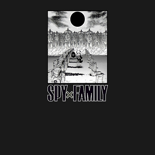 Мужской свитшот Кроссовер Анечка Форгер из Spy x Family и Титаны / Черный – фото 3