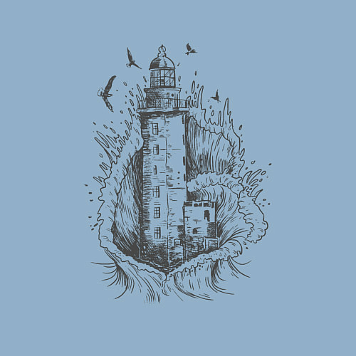 Мужской свитшот Маяк Рисунок карандашом Lighthouse Pencil Drawing / Мягкое небо – фото 3