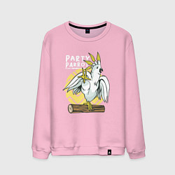 Свитшот хлопковый мужской Попугай тусовщик Party Parrot, цвет: светло-розовый