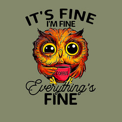 Свитшот хлопковый мужской В порядке, я в порядке, все в порядке сова, цвет: авокадо — фото 2