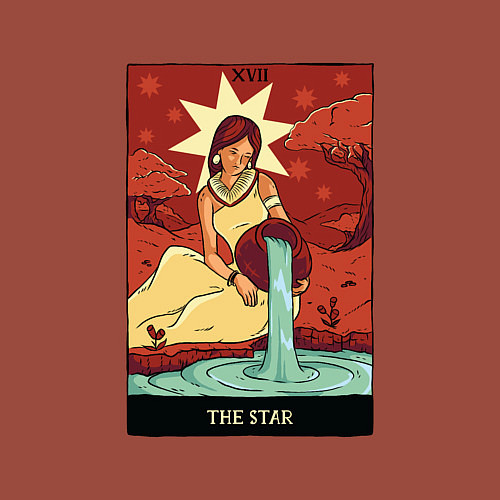 Мужской свитшот Звезда карта Таро The Star Tarot Card / Кирпичный – фото 3