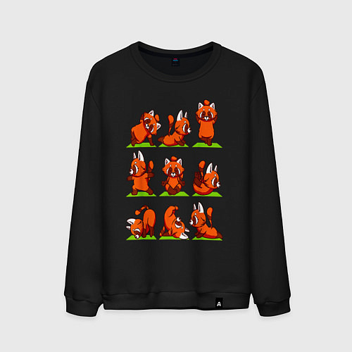 Мужской свитшот Йога красной панды / Черный – фото 1