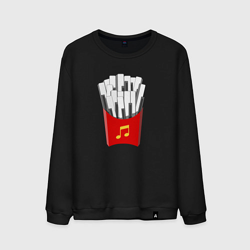 Мужской свитшот Картошка Фри Клавиши Фортепиано / Черный – фото 1