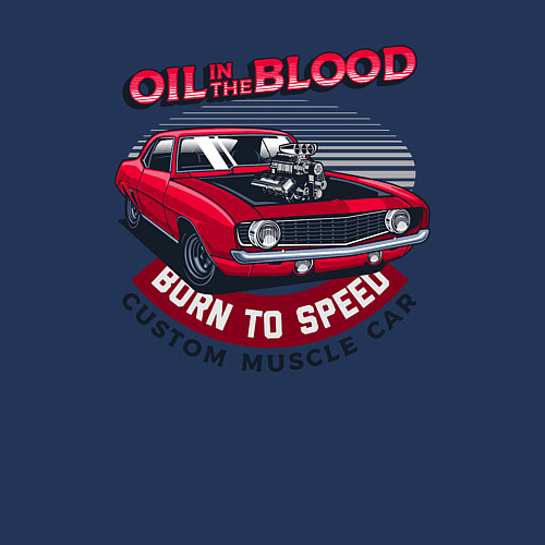 Мужской свитшот Масло - кровь для автомобиля / Тёмно-синий – фото 3