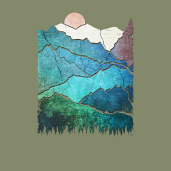 Свитшот хлопковый мужской Большие горы и маленький медведь, цвет: авокадо — фото 2