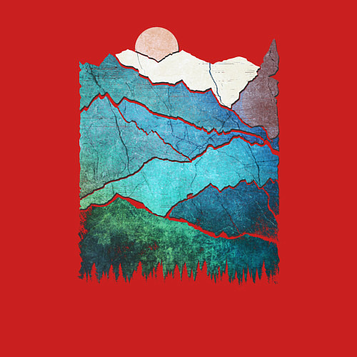 Мужской свитшот Большие горы и маленький медведь / Красный – фото 3