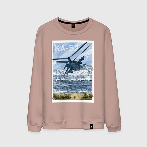 Мужской свитшот Вертолет КА-52 / Пыльно-розовый – фото 1