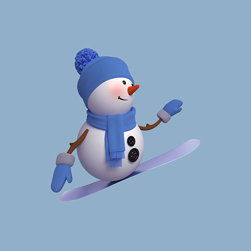 Мужской свитшот SNOWMAN ON A SNOWBOARD / Мягкое небо – фото 3